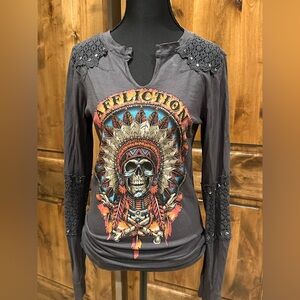 Democracy Charcoal Graphic Long Sleeve Top